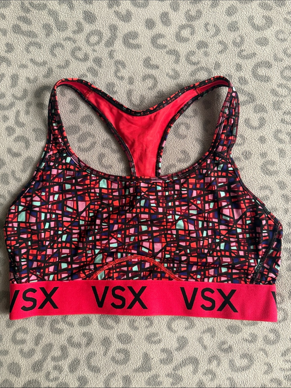 VSX Pink Red Multi-Color Racerback Sport Bra